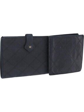 CHANEL Wallet Leather 2 Set Black CC